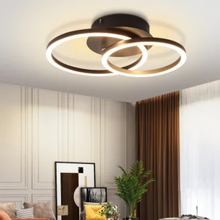 ZMH LED lampa sufitowa lampa sufitowa lampa sufitowa 2 pierścienie czarny obrotowy sufit Ciepła biała okrągła lampa do sypialni 24W 3000K do salonu kuchni - Lampy sufitowe - miniaturka - grafika 1