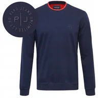 Bluzy męskie - Bluza męska bez kaptura basic cienka bawełna IKON granatowa L Pako Jeans - miniaturka - grafika 1
