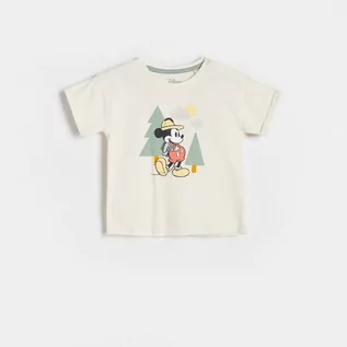 Koszulki dla chłopców - Reserved - Bawełniany t-shirt Mickey Mouse - Kremowy - grafika 1