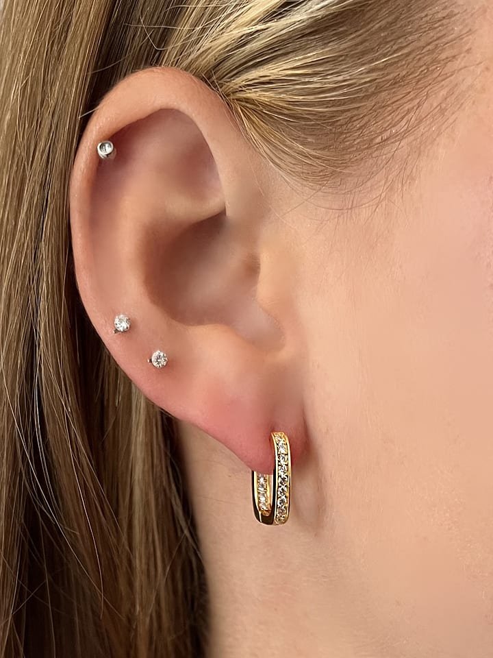 Les Favorites Pozłacane kolczyki-kreole z cyrkoniami