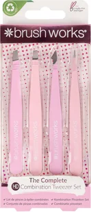 Brushworks HD 4 PIECE COMBINATION TWEEZER SET PINK - Pozostałe akcesoria do makijażu - miniaturka - grafika 1