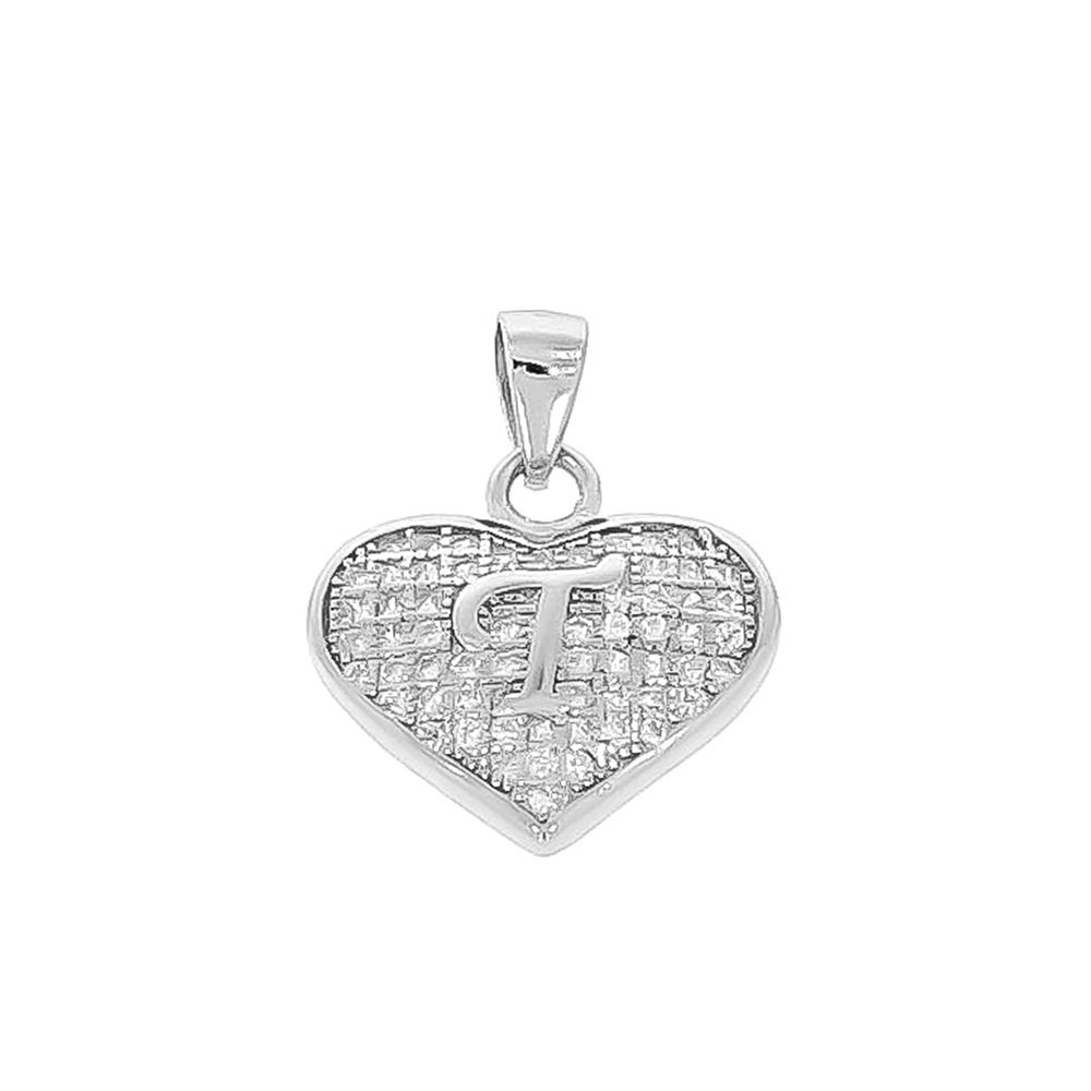Srebrna zawieszka wisiorek litera literka T w serduszku pr. 925
