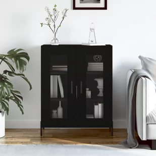 vidaXL Szafka, czarna, 69,5x34x90 cm, materiał drewnopochodny - Komody - miniaturka - grafika 1