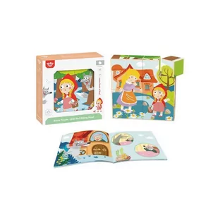 Tooky Toy Tooky Toy TOOKY TOY Drewniane Klocki Puzzle Układanka Czerwony Kapturek Książeczka 17 el TF456 - Klocki - miniaturka - grafika 1