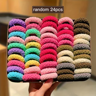 TEMU 24/36/48 szt. Damskie Gumki do Włosów - Elastyczne Opaski, Pastelowe i Neutralne Kolory (Różowy, Brązowy, Szary, Fioletowy, Beżowy, Czarny, - Ozdoby do włosów - miniaturka - grafika 1