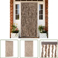 Zasłony - The Living Store Zasłona w kolorze beżowym i ciemnobrązowym 100x200 cm szenilowa - miniaturka - grafika 1