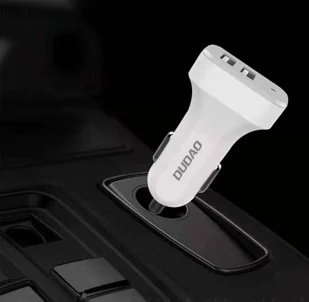 Dudao zestaw samochodowa ładowarka 2x USB 2.4A + kabel przewód USB 3w1 Lightning / Typ C / micro USB biały (R7 white) - Ładowarki do telefonów - miniaturka - grafika 7