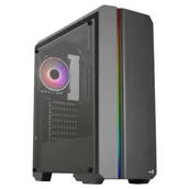 Obudowy komputerowe - Aerocool GENESISV2BK, Obudowa PC ATX, Panel przedni LED ARGB, Wentylator ARGB 12cm, Czarny - miniaturka - grafika 1