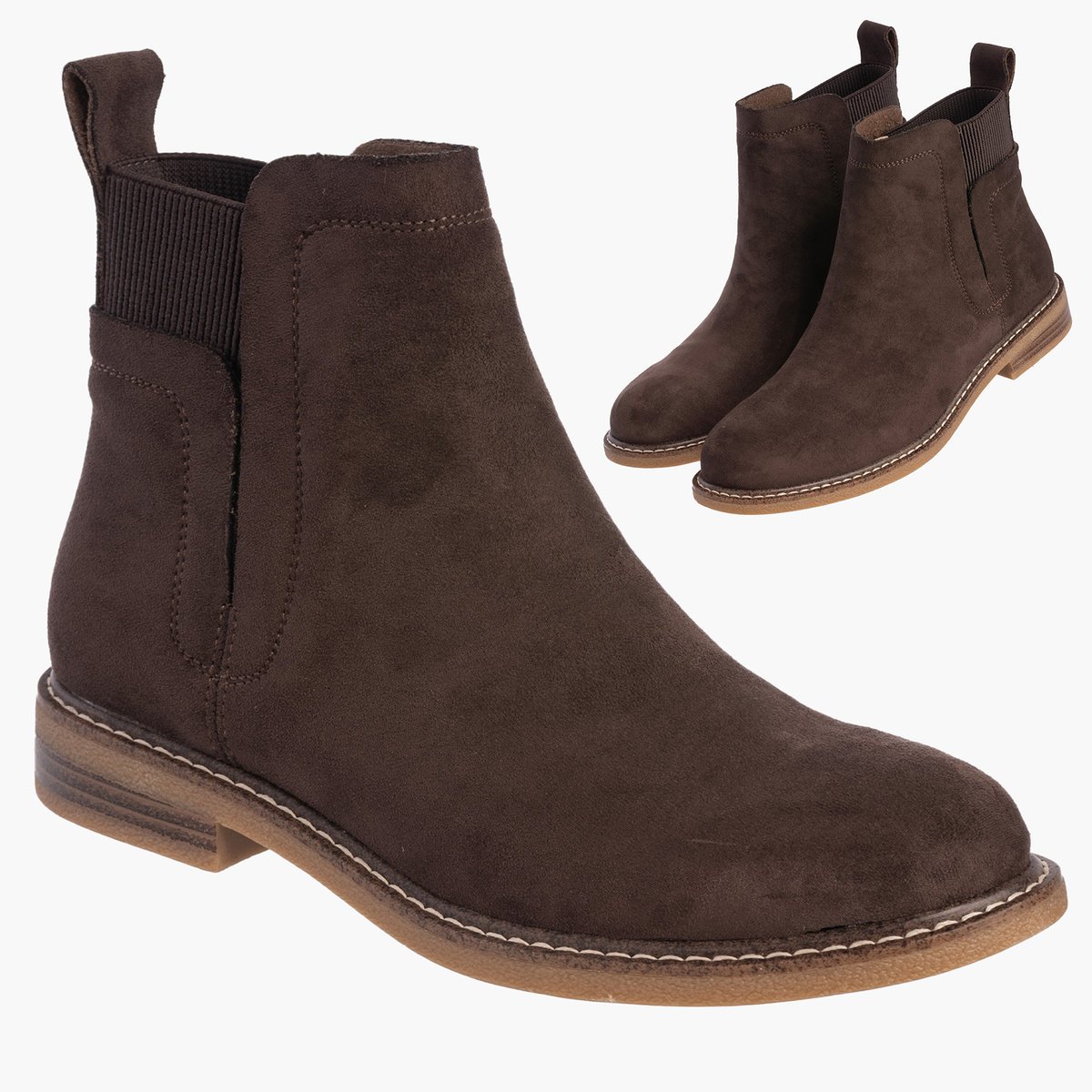 Botki Damskie Na Obcasie Wsuwane Buty Brązowe Lekkie Eko A2902-1 Brązowy 39