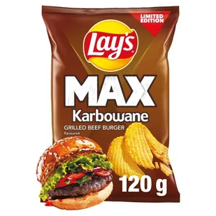 Lay's Max Chipsy ziemniaczane karbowane o smaku grillowanego wołowego burgera 120 g - Chipsy - miniaturka - grafika 1