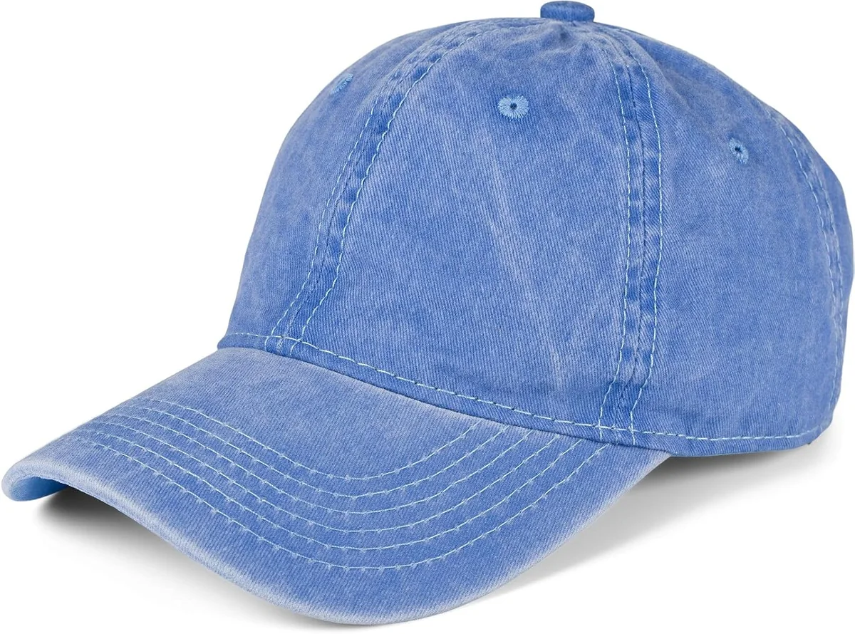 CZAPKA BEJSBOLOWA BAWEŁNIANA NIEBIESKA SPRANA UNISEX