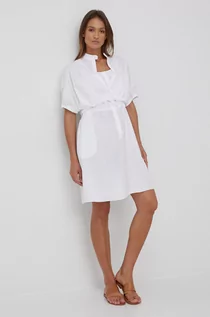 Sukienki - Emporio Armani sukienka bawełniana kolor biały mini rozkloszowana - grafika 1