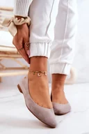 Baleriny - Damskie Zamszowe Baleriny Maciejka 04100-42 Beżowe-36 - miniaturka - grafika 1