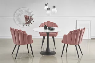 Halmar Stół szklany okrągły AMBROSIO blat - marmur, na czarnej nodze - Stoły - miniaturka - grafika 1