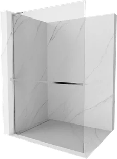 Mexen Kioto+ L ścianka prysznicowa z półką Walk-in 60 x 200 cm, transparent, chrom - 800-060-123-01-00 - Ścianki i drzwi prysznicowe - miniaturka - grafika 1
