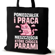 Torby i wózki na zakupy - Torba bawełniana dla VIRAL na ramię czarna nadrukiem duża śmieszna - miniaturka - grafika 1