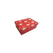 Opakowania i torebki na prezenty - Magic Time, Pudełko prezentowe, czerwone, białe choinki, S - miniaturka - grafika 1