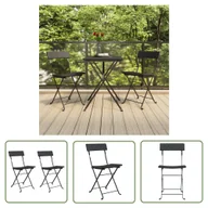 Fotele i krzesła ogrodowe - The Living Store Składane krzesła bistro - 2 szt. - czarne - polirattan i stal - Krzesło - miniaturka - grafika 1