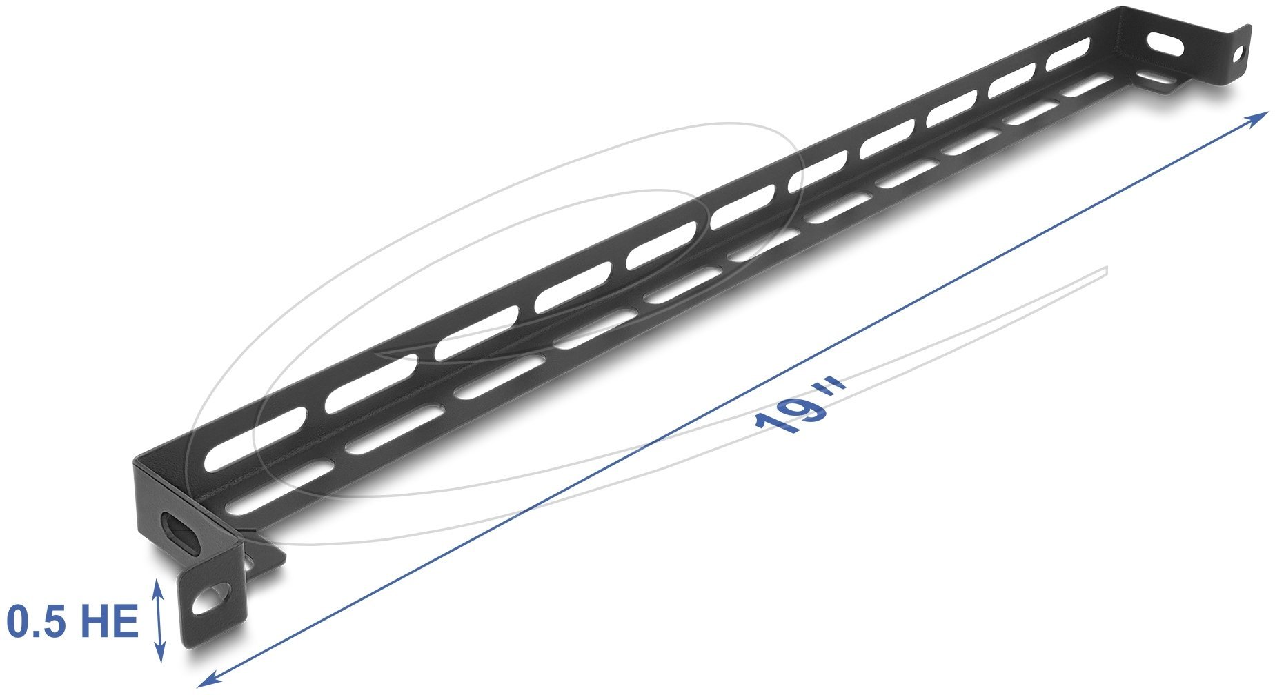 Delock - Płyta prowadząca kable do szafy sterowniczej - L-shaped, 50 mm, with cable tie fastening - czarny - 0.5U - 48.3 cm 19