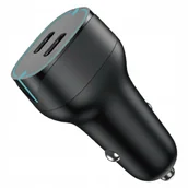Ładowarki samochodowe - ŁADOWARKA SAMOCHODOWA SZYBKIE ŁADOWANIE 2x USB-C PD QC 50W MOCNA 3A - miniaturka - grafika 1