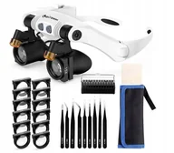 Mikroskopy i lupy - Lupa z opaską na czoło z 21 powiększeniami i 9 precyzyjnymi pęsetami z LED - miniaturka - grafika 1