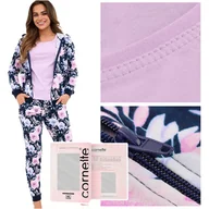 Piżamy damskie - Cornette Piżama Damska Dres Komplet Długi Rękaw Bluza Kaptur 3pak XL - miniaturka - grafika 1