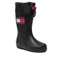 Kalosze damskie - Tommy Hilfiger Kalosze Rain Boot T3X6-30766-0047 M Black 999 - miniaturka - grafika 1