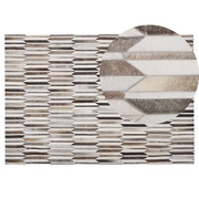 Dywany - Beliani Dywan patchworkowy skórzany 140 x 200 cm brązowo-beżowy KULALAR - miniaturka - grafika 1