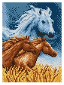 Pasmanteria - Kanwa z nadrukiem konie (5045) - miniaturka - grafika 1