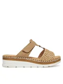 Klapki i japonki damskie - Rieker Klapki V1243-60 Beżowy - miniaturka - grafika 1