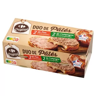 Carrefour Original Pasztet z wątróbki i pasztet wiejski 320 g (4 x 80 g) - Pasztet i przetwory mięsne - miniaturka - grafika 1