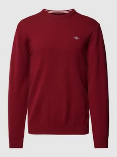 Sweter z dzianiny z wyhaftowanym logo - Swetry męskie - miniaturka - grafika 1