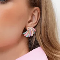 Kolczyki - TEMU 1 Para Modnych, Wyszukanych i Uniwersalnych Kolorowych Kolczyków Wentylatorowych z Efektem Kapania Oleju, Idealnych dla Kobiet na Co Dzień, na - miniaturka - grafika 1