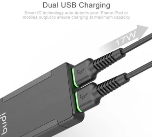 Budi - Ładowarka sieciowa 2x USB, 17W, super smukła, składana wtyczka (Czarny) - Ładowarki do telefonów - miniaturka - grafika 3