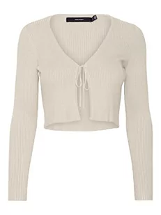VERO MODA Damska kurtka z dzianiny Vmglory Rib Ls Tie String Cardi Ga Noos, brzoza, XL - Kurtki damskie - miniaturka - grafika 1