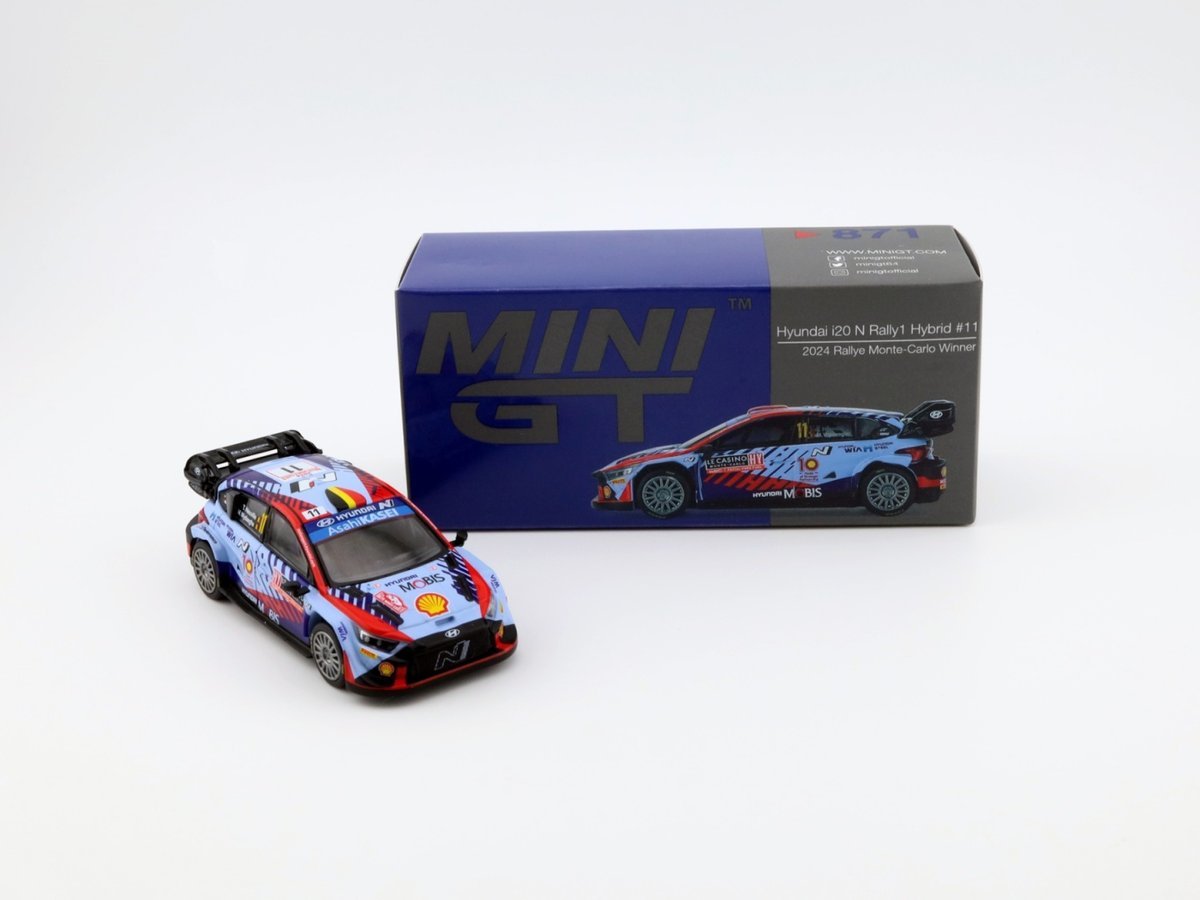 MINI GT Hyunday i20 N Rally1 Hybrid #11 2024 Rallye Monte-Carlo Winner RLD MGT00871-L MiniGT