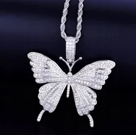 Naszyjniki - Naszyjnik chain srebrny motyl diamenty prezent y2k - miniaturka - grafika 1