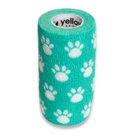 Apteczki i materiały opatrunkowe - yellowBAND Bandaż Kohezyjny 10cm x 4,5m Zielony w Łapki - miniaturka - grafika 1