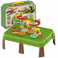 Klocki - KLOCKI KONSTRUKCYJNE DINOZAURY ZJEŻDŻALNIA RUCHOME ZĘBATKI WALIZKA STOLIK - miniaturka - grafika 1