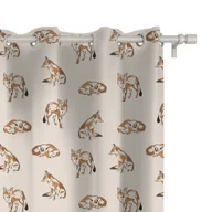 Zasłony - Zasłona AUTUMN wzór AT17 | lisy na beżowym tle 150 x 230 cm tkanina zaciemniająca - miniaturka - grafika 1