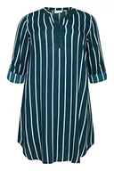 Koszule damskie - Kaffe Curve Plus Size Damska Koszula Sukienka Tunic Długie Rękawy Knee-Długość, Legion Blue/Chalk Stripe, 48/du?y rozmiar - miniaturka - grafika 1