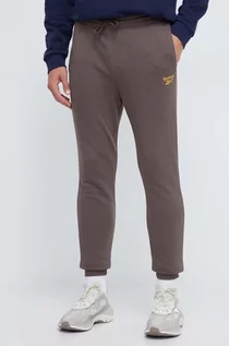 Spodnie męskie - Reebok spodnie dresowe kolor brązowy gładkie - grafika 1