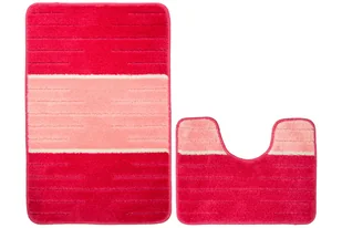 Komplet 2-częściowy Łazienkowy Como Pink Róż Krem Pasy-KOMPLET - Dywaniki łazienkowe - miniaturka - grafika 1