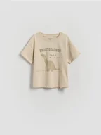 Bluzki dla niemowląt - Reserved - Bawełniany t-shirt - kremowy - miniaturka - grafika 1