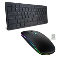 Zestawy myszka + klawiatura - Alogy Uniwersalna Klawiatura Bezprzewodowa Bluetooth Czarna + Cicha Mysz 1600 DPI - miniaturka - grafika 1