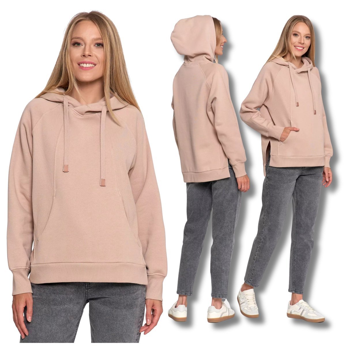 LUŹNA BLUZA DAMSKA DRESOWA Z KAPTUREM OCIEPLANA CIEPŁA KLASYCZNA MORAJ XXL