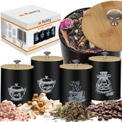 Pojemniki kuchenne - Zestaw Pojemników Metalowych 4 Pojemniki na Żywność Kawa Herbata Sól Cukier RUHHY - miniaturka - grafika 1