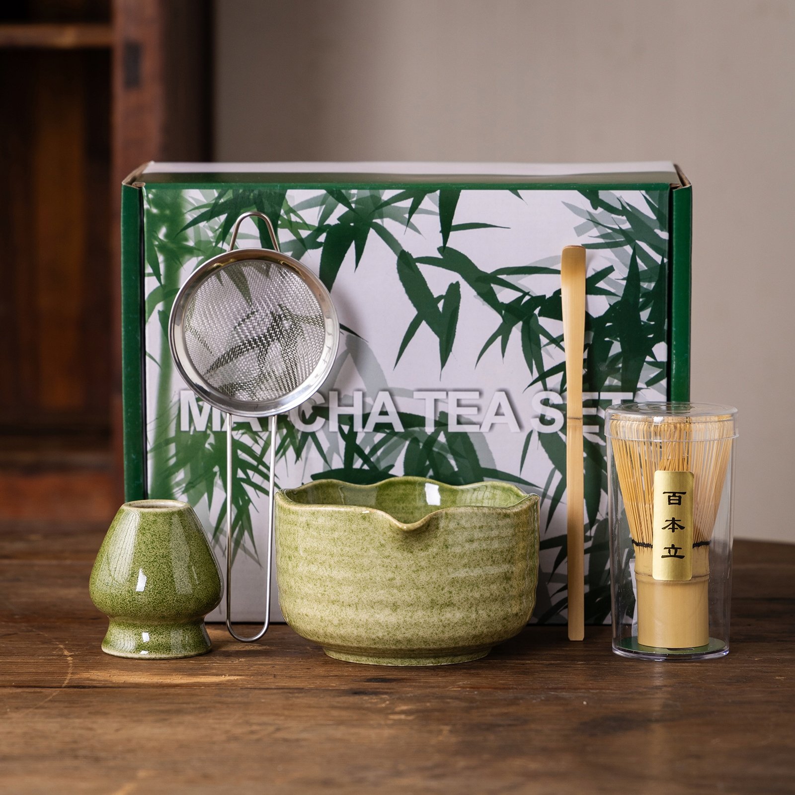 Bambusowy Zestaw Do Robienia Matchy Trzepaczka Łyżka Przesiewacz Matcha 5EL