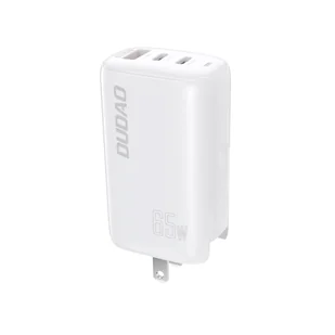 Dudao 3-portowa ładowarka GaN 3w1 (EU, US, UK) 2 x Typ C (PD) + USB (QC) 65W biała (A7PRO) - Ładowarki do telefonów - miniaturka - grafika 2