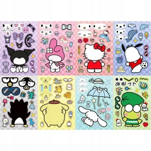 Wyklejanka manualna dla dzieci Hello Kitty Kuromi Naklejka Naklejki 8 szt - Zabawki kreatywne - miniaturka - grafika 1